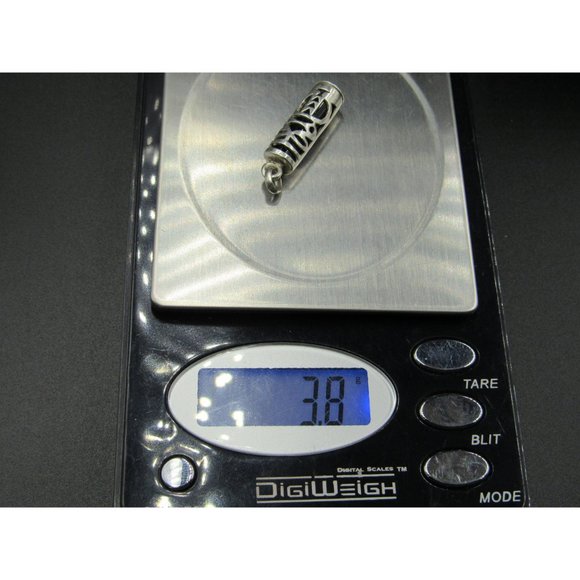 Sterling Silver Unique Pattern Cylinder Of Onyx Stone Pendant - Picture 7 of 7